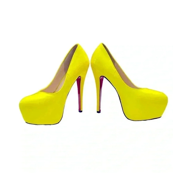 NWOT, JI MEI XIE YE, Vibrant Yellow Pôle Dance Shoes, 38 👠 - Picture 4 of 12